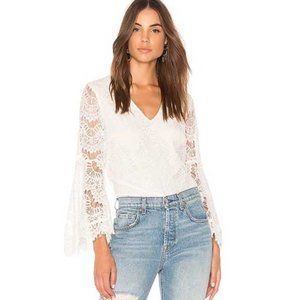 Minkpink Tainted Love White Lace Belle Sleeve Top